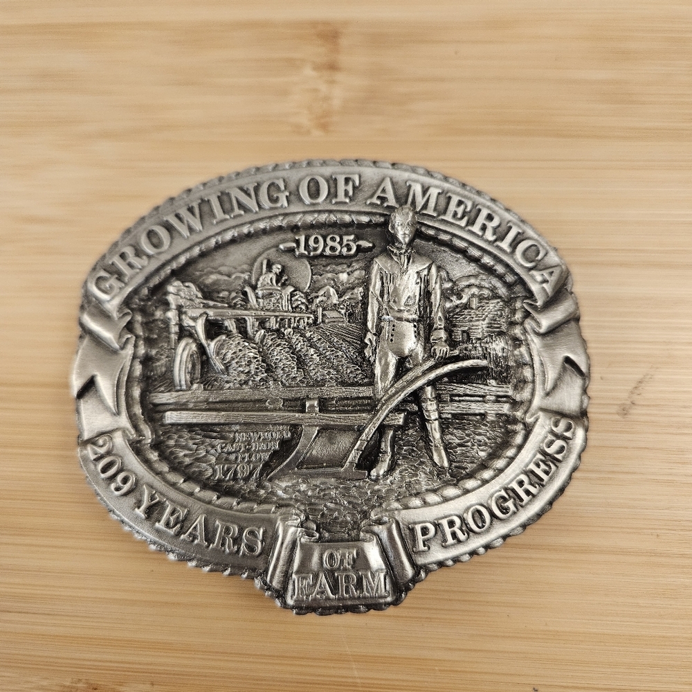 Vintage 1985 Nasco Newbold's Plow Growing Of America Belt Buckle #992 USA